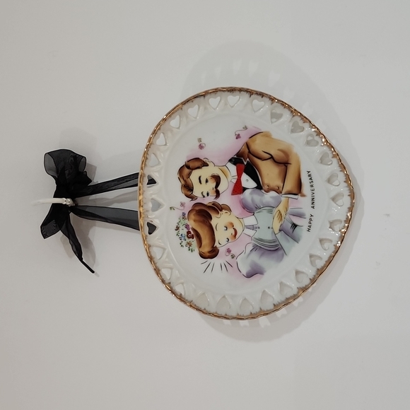 Vintage  Norcrest Japan  Happy  Anniversary  decorative wall plate - Picture 4 of 14